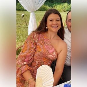 BCBGeneration | Paisley One Shoulder Asymmetrical Chiffon Dress Size 10